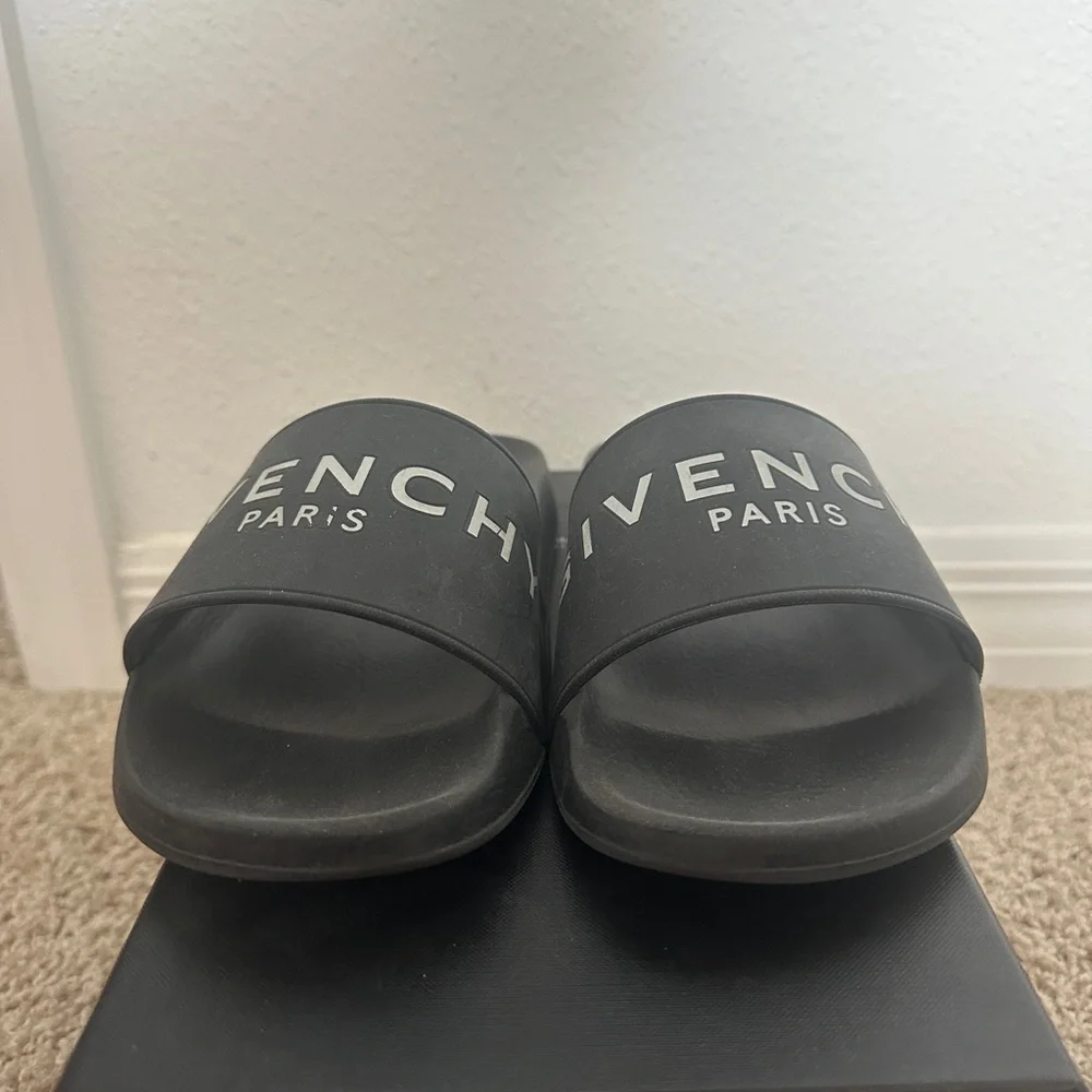 Givenchy Black Slide Sandals with White Logo - Picture 2 of 6